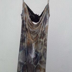 Jaded London Shimmering Silver and Black Dress